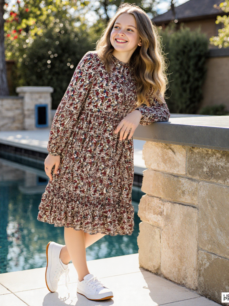 PARIS HILTON - Robe Courte Florale Crème avec Taille Smockée Style Romantique