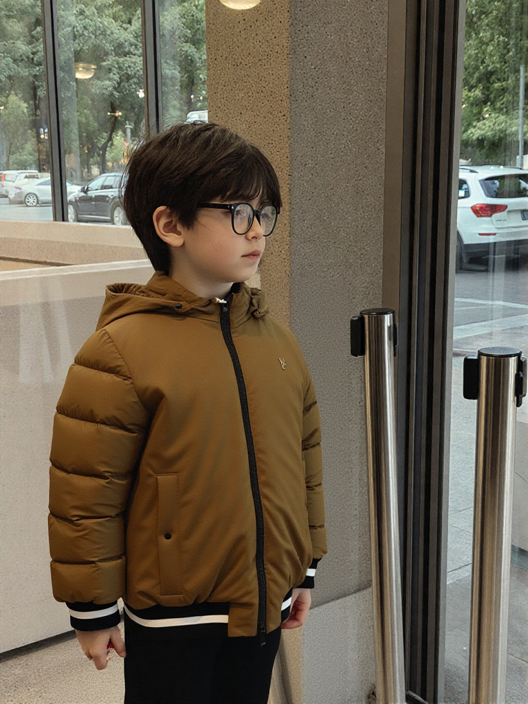 Herno - Doudoune / Manteau Bi-Matière Marron Capuche Style Bomber