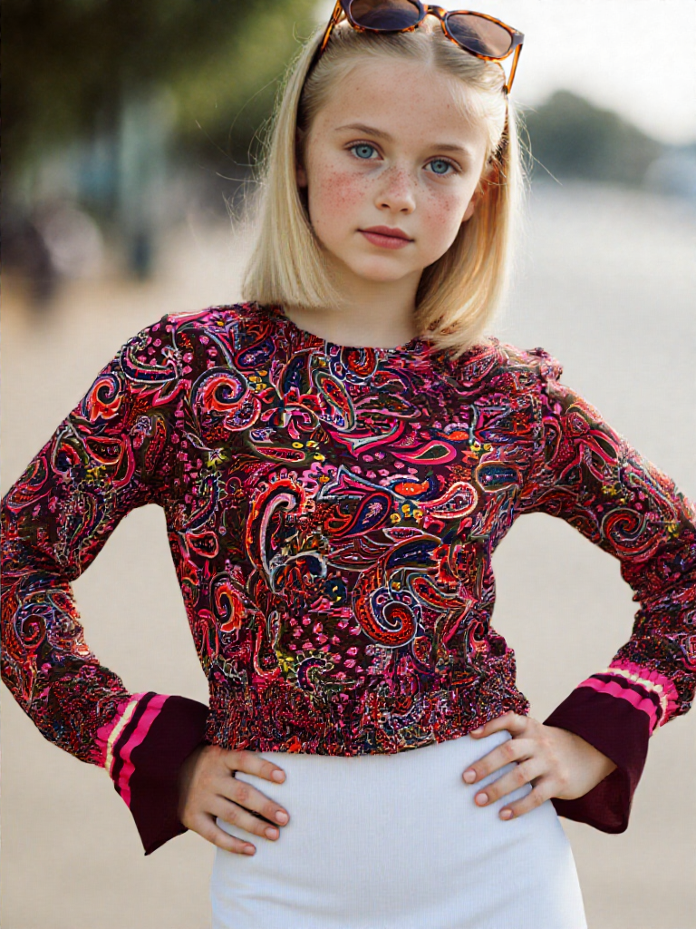 TWINSET Chemisier Léger Motif Paisley Vif Taille Smockée