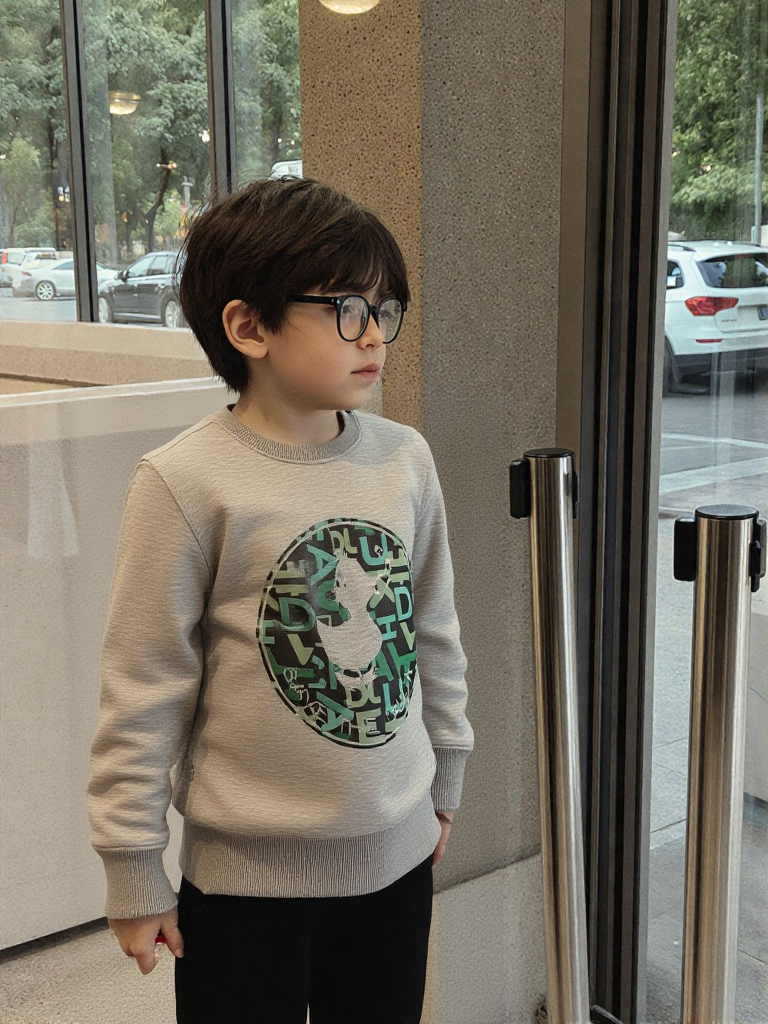 Save The Duck - Sweat-shirt Gris Chiné Logo Canard Graphique