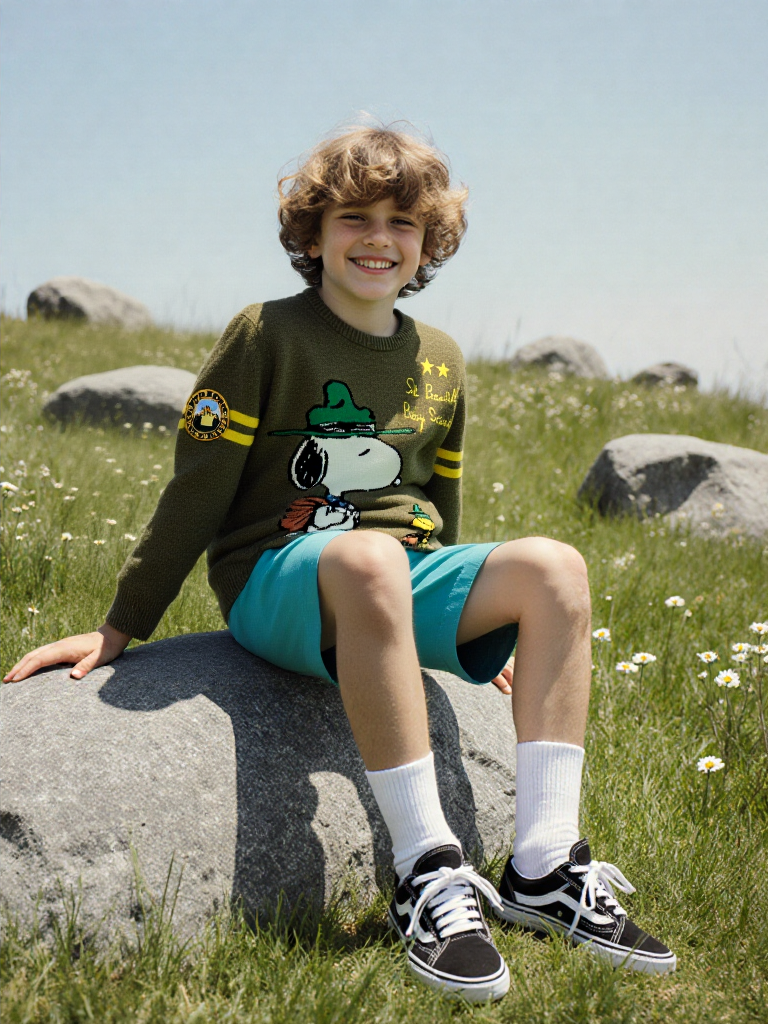 St. Barth Pull Snoopy Boy Scout Brodé