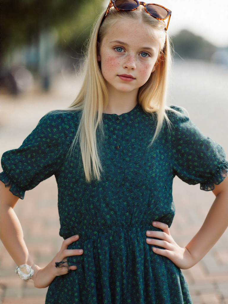 Scotch & Soda - Robe Courte Motif Floral / Feuille Vert Vif Taille Smockée