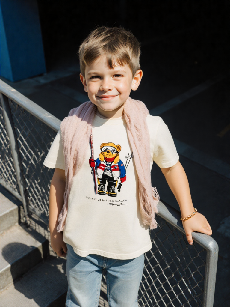 Ralph Lauren T-shirt Polo Bear Ski Écru