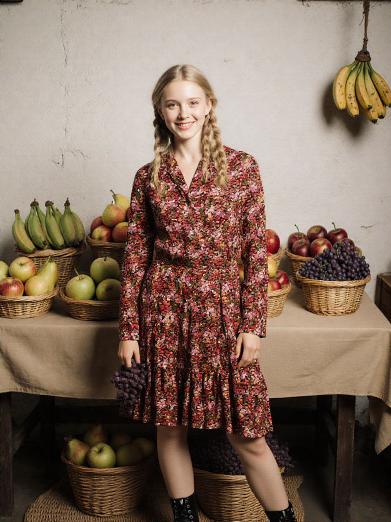 SCOTCH&SODA - Robe Courte Florale à Manches Longues et Col Montant