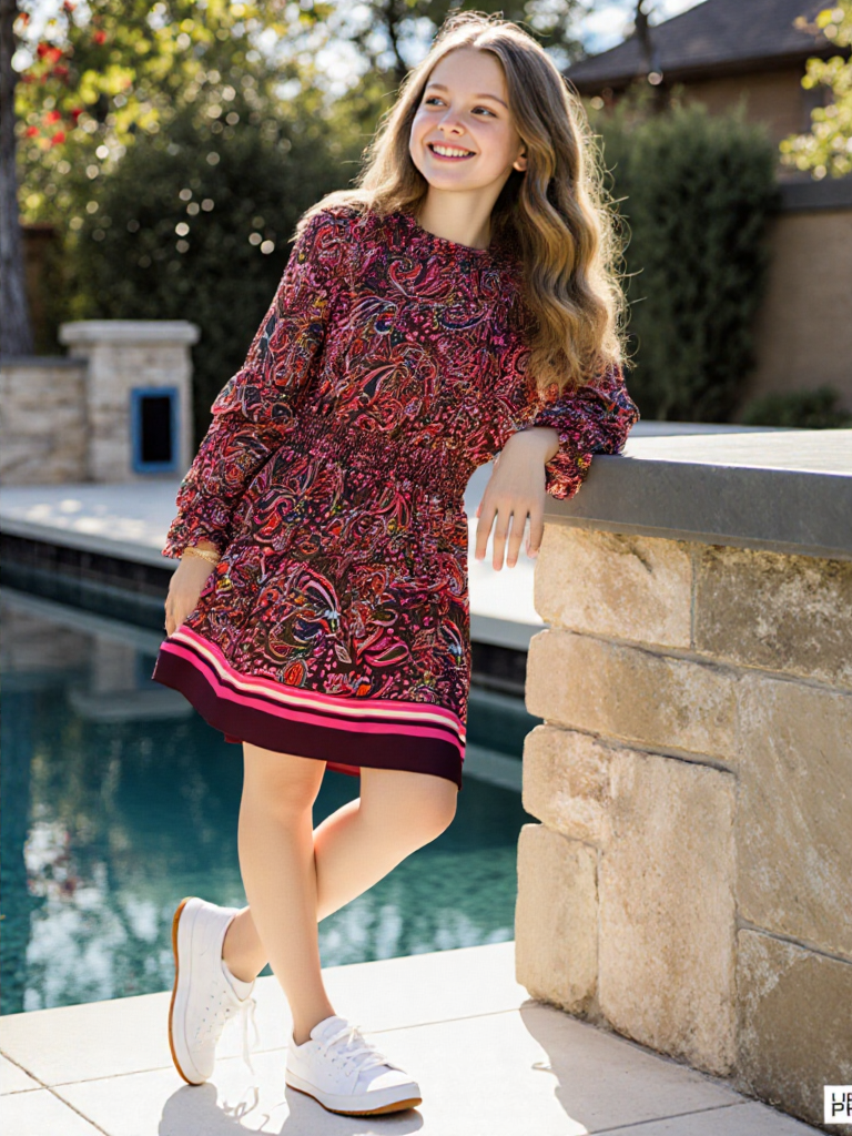 Twinset Milano Robe Courte Imprimé Cachemire et Détails Volants