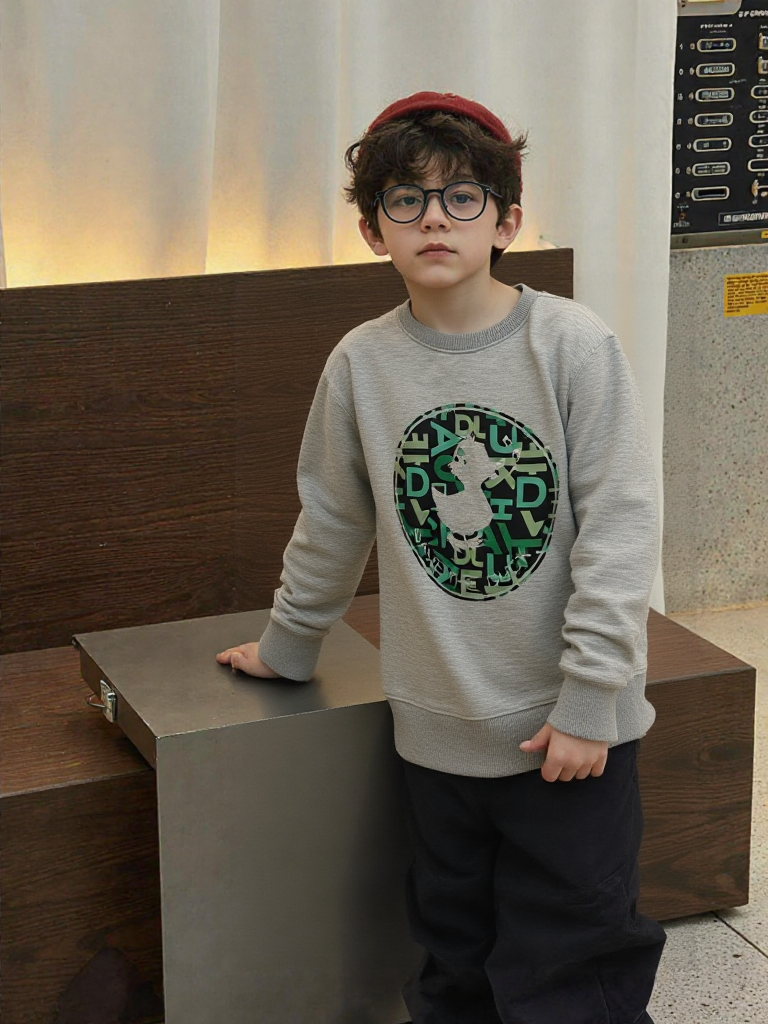 Save The Duck - Sweat-shirt Gris Chiné Logo Canard Graphique