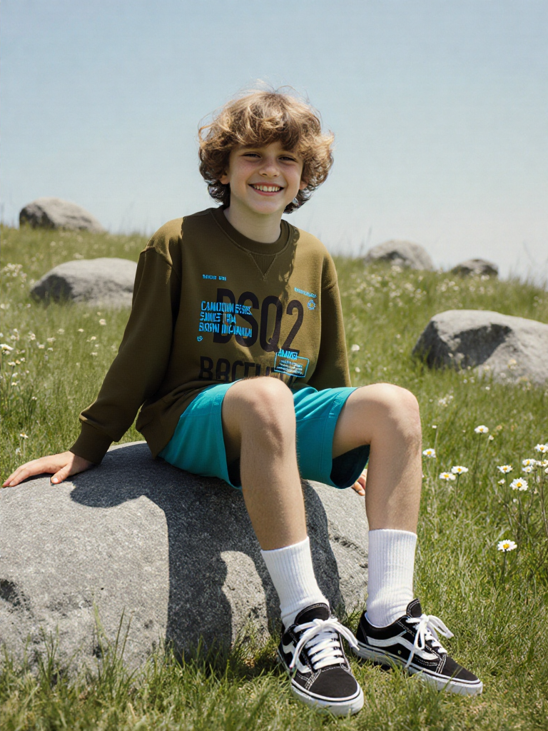 DSQUARED2 - Pull Molleton Kaki Logo Canadian Bros Bleu