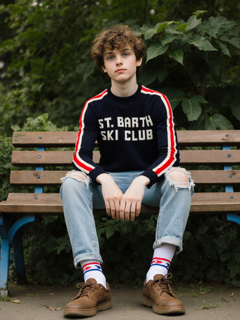 Saint Barth MC2 - Pull Maille Noir Inscription Love and Ski