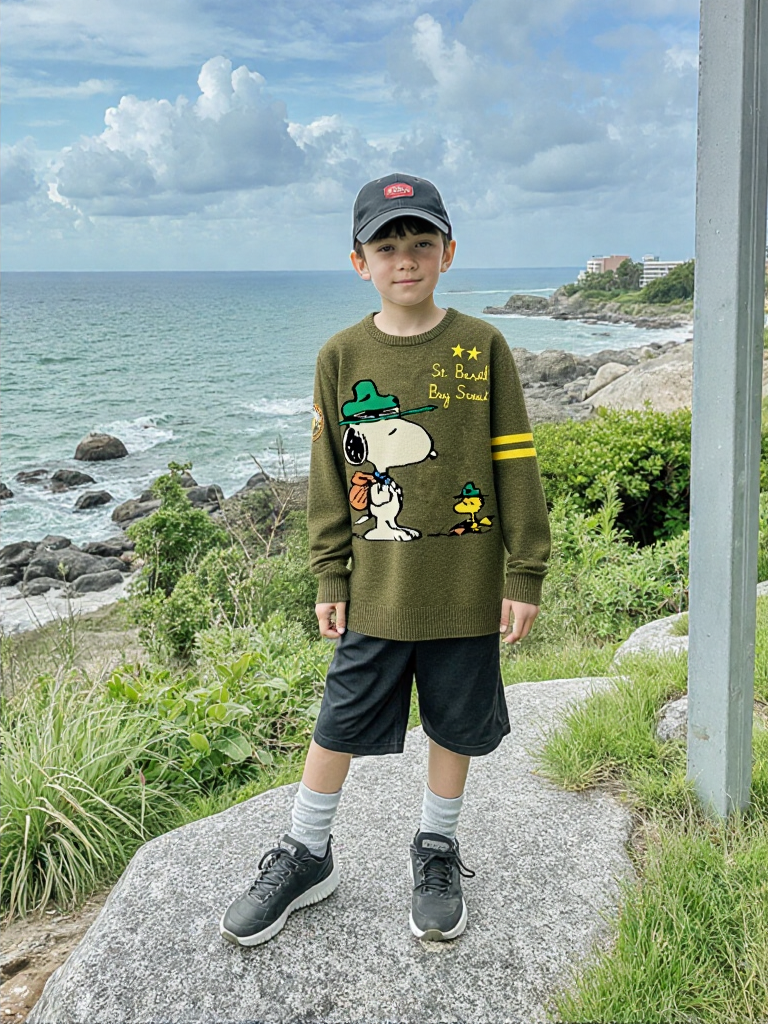 St. Barth Pull Snoopy Boy Scout Brodé